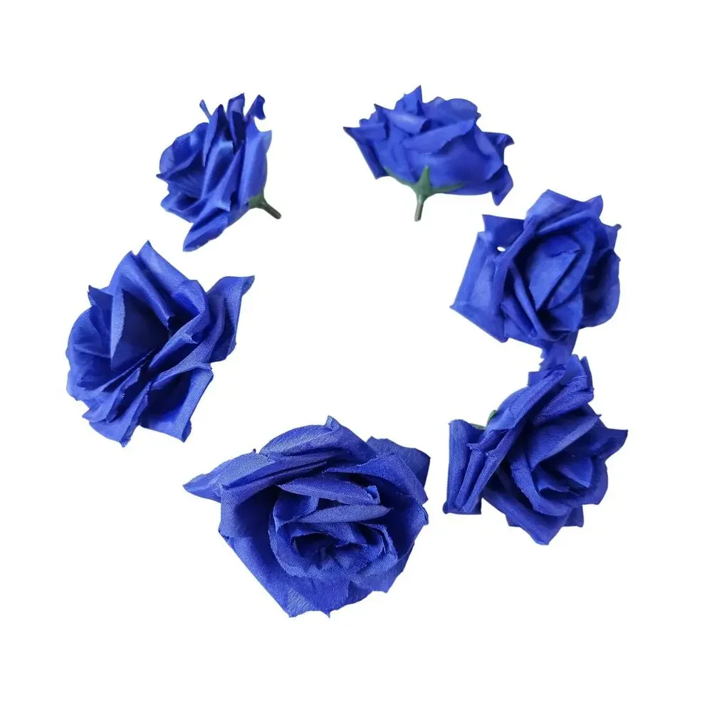 63 Royal Blue Silk Rose Heads 3 inch Artificial Wedding Flowers DIY Craft Decor